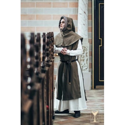 Capuche médiévale à liripipe en laine brossée Mixte