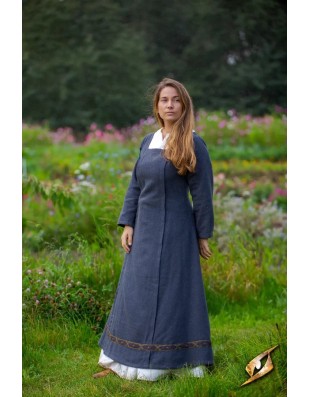 Robe viking Estrid en coton à chevrons gris nuit