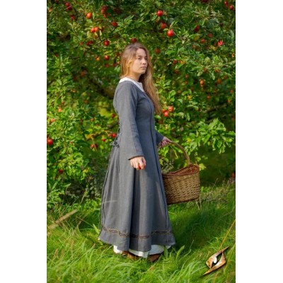 Robe viking Estrid en coton à chevrons