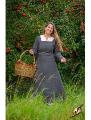Robe viking Estrid en coton à chevrons gris ranger