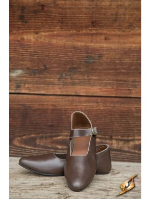 Chaussures médiévales Astrid en cuir marron