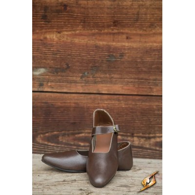 Chaussures médiévales Astrid en cuir marron