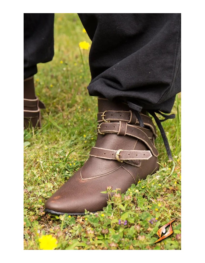 Chaussures médiévales Godfrey en cuir marron