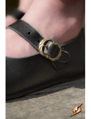 Chaussures médiévales Astrid en cuir – Noir