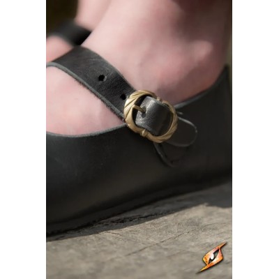 Chaussures médiévales Astrid en cuir – Noir