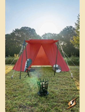 Tente médiévale pavillon à deux pans 3 × 5 m rouge empereur