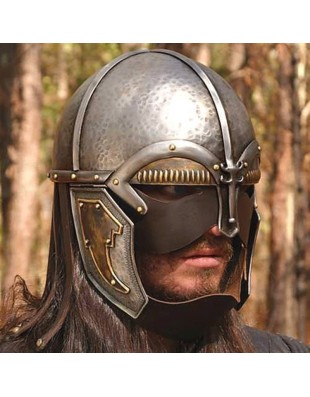 Casque Barbare en Acier avec Masque en Cuir – Finition Vieillie