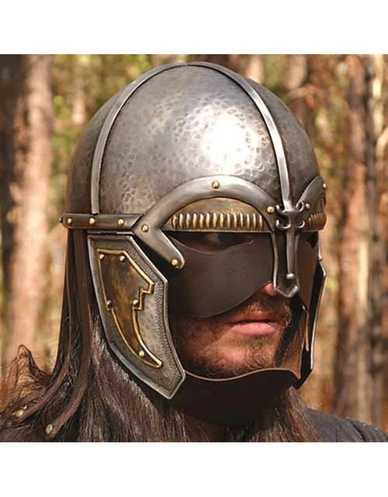 Casque Barbare en Acier avec Masque en Cuir – Finition Vieillie
