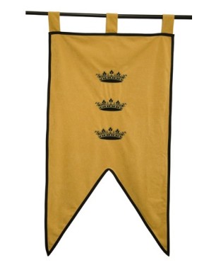 Bannière du Roi Arthur Jaune aux Trois Couronnes – 105 × 55 cm