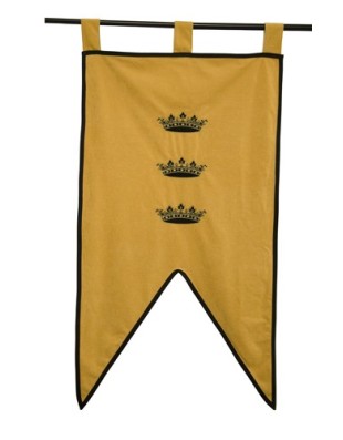Bannière du Roi Arthur Jaune aux Trois Couronnes – 105 × 55 cm