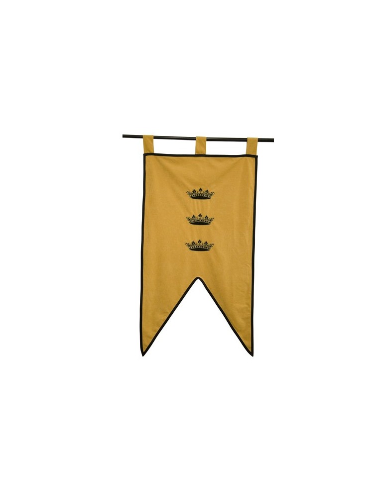 Bannière du Roi Arthur Jaune aux Trois Couronnes – 105 × 55 cm