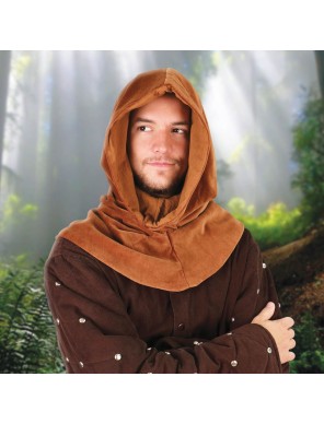 Capuche Médiévale en Velours Marron – Taille Unique