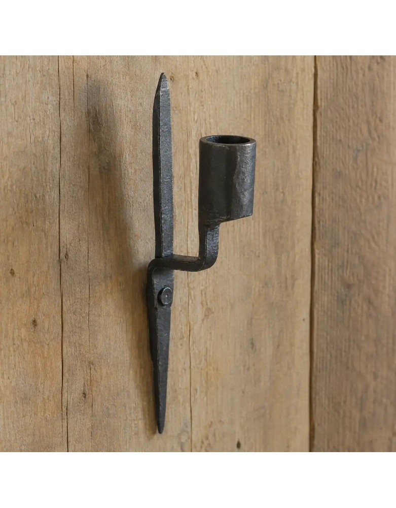 Bougeoir Mural Médiéval Artisanal en Fer – 17 cm