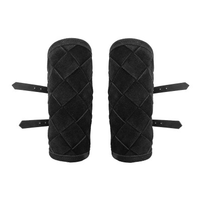 Brassards Médiévaux en Cuir Suédé avec Boucles en Laiton – Paire