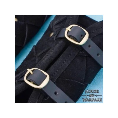 Brassards Médiévaux en Cuir Suédé avec Boucles en Laiton – Paire