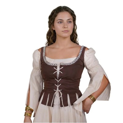 Corsage Médiéval Adalyn en Coton – Laçage Renaissance