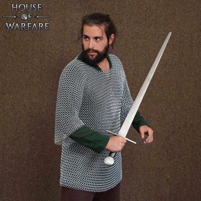 Haubergeon Cotte de Mailles Médiévale – Anneaux Aboutés 10 mm Acier