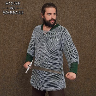 Haubergeon Cotte de Mailles Médiévale – Anneaux Aboutés 10 mm Acier