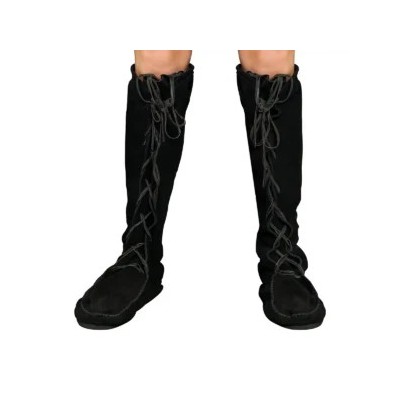 Bottes Médiévales Hautes en Daim Véritable à Lacets