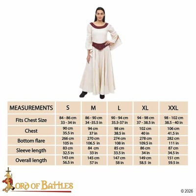 Robe Médiévale Demoiselle de Campagne en Coton Écru
