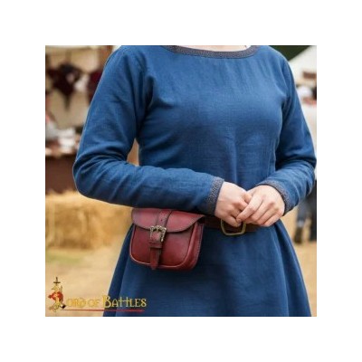 Bourse Médiévale en Cuir de Buffle avec Boucle Celtique en Laiton