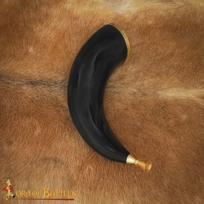 Cor Viking en Véritable Corne de Bœuf et Laiton – Clairon Artisanal