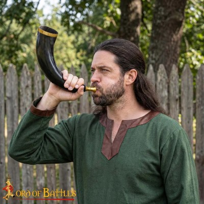 Cor Viking en Véritable Corne de Bœuf et Laiton – Clairon Artisanal