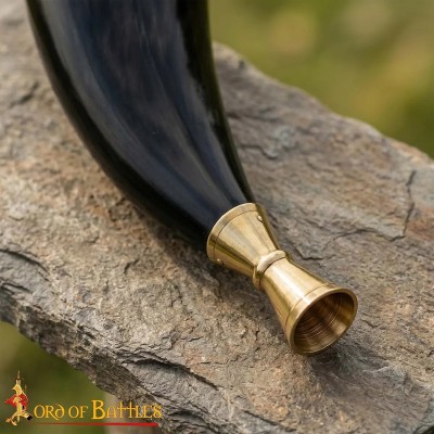 Cor Viking en Véritable Corne de Bœuf et Laiton – Clairon Artisanal
