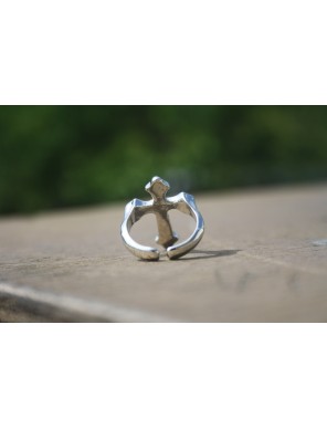 Bague Croix Médiévale Noire et Argentée