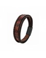 Bracelet Viking Yggdrasil en Cuir Véritable Marron