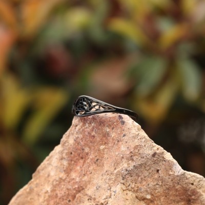 Bague celtique femme noire acier inoxydable – Entrelacs médiévaux