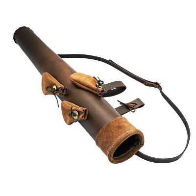 Carquois Médiéval en Cuir avec 3 Pochettes en Daim – 60 cm