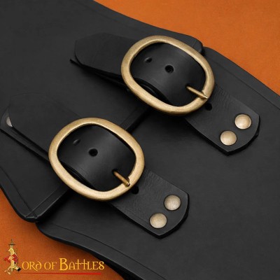 Ceinture Médiévale Large en Cuir – Boucles en Laiton Antique