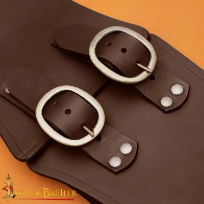 Ceinture Médiévale Large en Cuir – Boucles en Laiton Antique