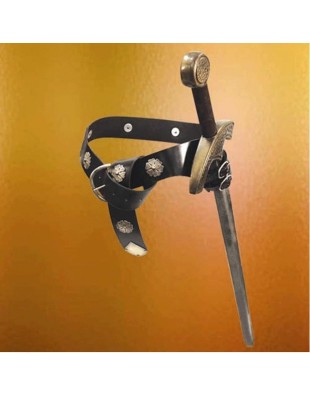 Ceinture d'épée médiévale en cuir noir - la forge des chevaliers®