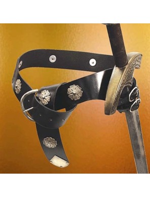 Ceinture d'épée médiévale en cuir noir - la forge des chevaliers®