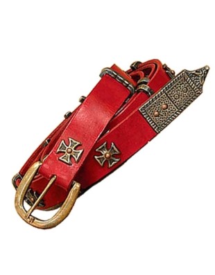 Ceinture Médiévale Templière en Cuir Rouge