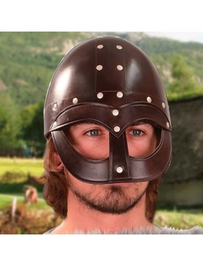 Casque viking Vendel en cuir - la forge des chevaliers®