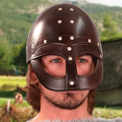 Casque viking Vendel en cuir - la forge des chevaliers®