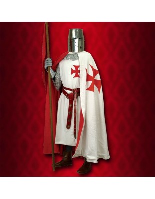 Cape de Chevalier Templier - Doublure Rouge - la forge des chevaliers®