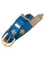 Ceinture Médiévale Croix de Malte en Cuir bleu - la forge des chevaliers®