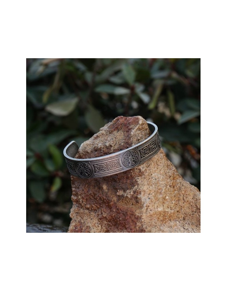 Bracelet Viking  Yggdrassil couleur Argent Antique - la forge des chevaliers®