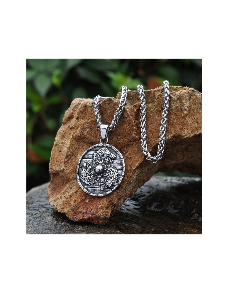 Collier Bouclier Loup Viking - la forge des chevaliers®