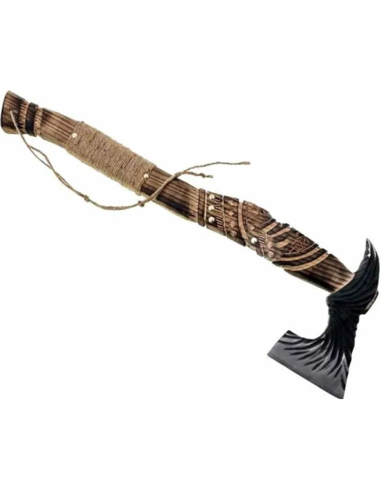 Magnifique Hache Viking manche bois décoré - la forge des chevaliers®