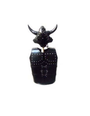 Armure plastron en cuir avec casque à cornes viking - La Forge des Chevaliers®