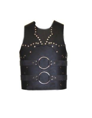 Armure plastron en cuir décorée avec clous dorés - La Forge des Chevaliers®