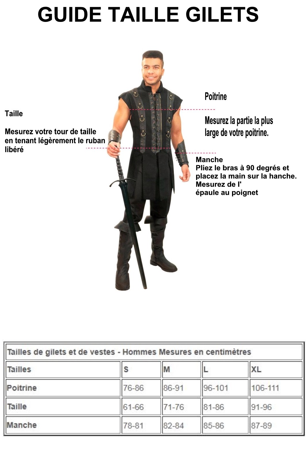 guide taille gilets