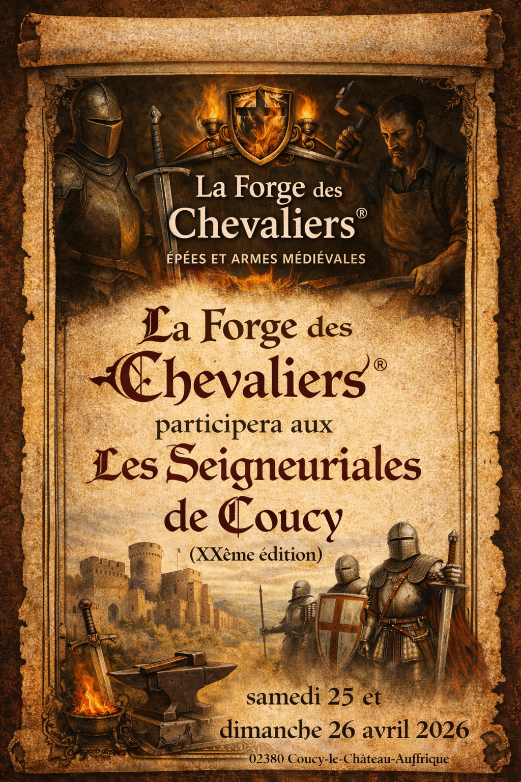 Les Seigneuriales de Coucy®️ 2026 – XXème édition :  La Forge des Chevaliers® entre dans la légende de Coucy !